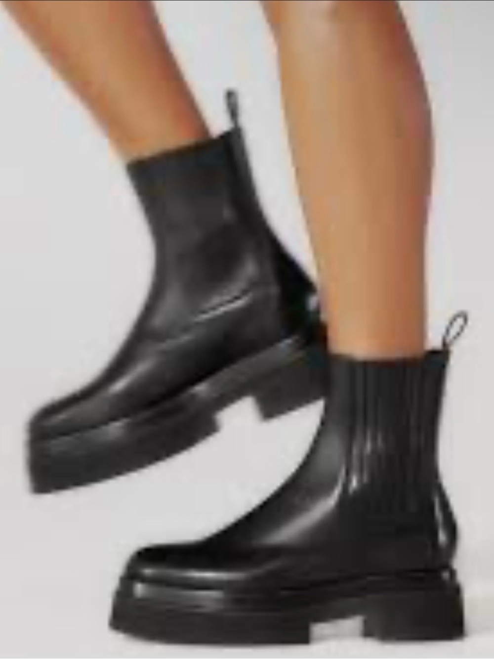 Luxury Tamara Mellon Black "Clash" Leather Platform Chelsea Boots